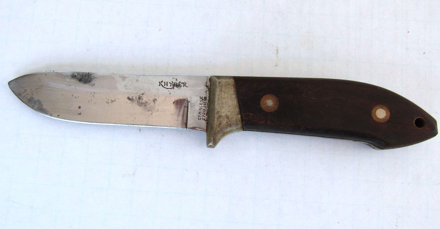 Vintage 1970s Khyber Model 2720 Hunting Knife Made in Japan Seki Stainless Steel