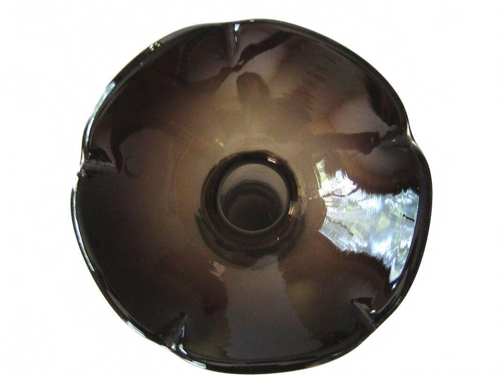 Vintage Aseda Sweden Smoke Grey Glass Flower Petal Tulip Vase 9.75"
