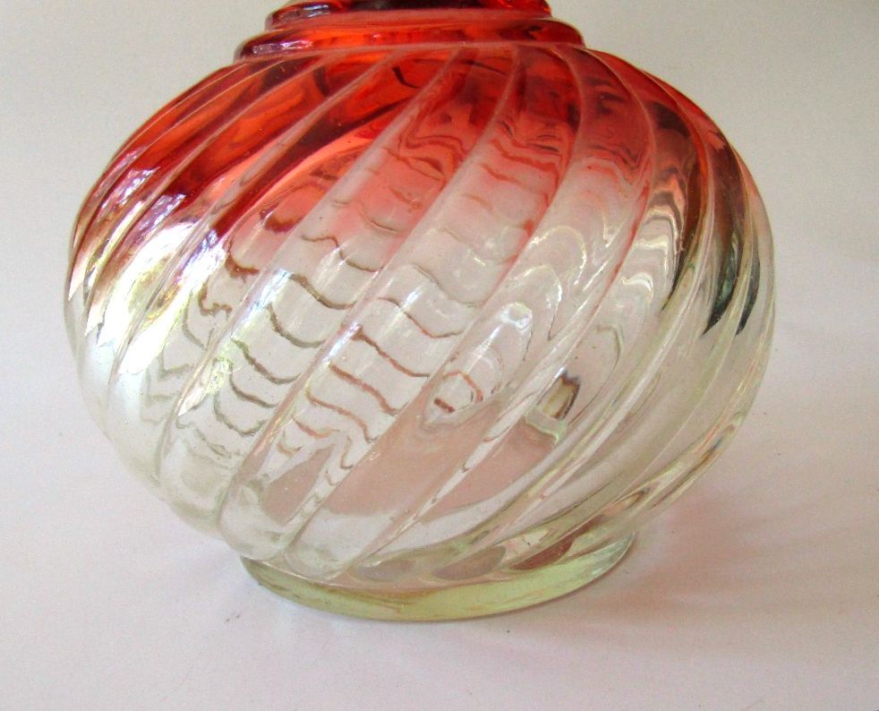 Antique Baccarat Rose Tiente Bambous Tors Crystal Carafe Decanter Cadmium UV 19C