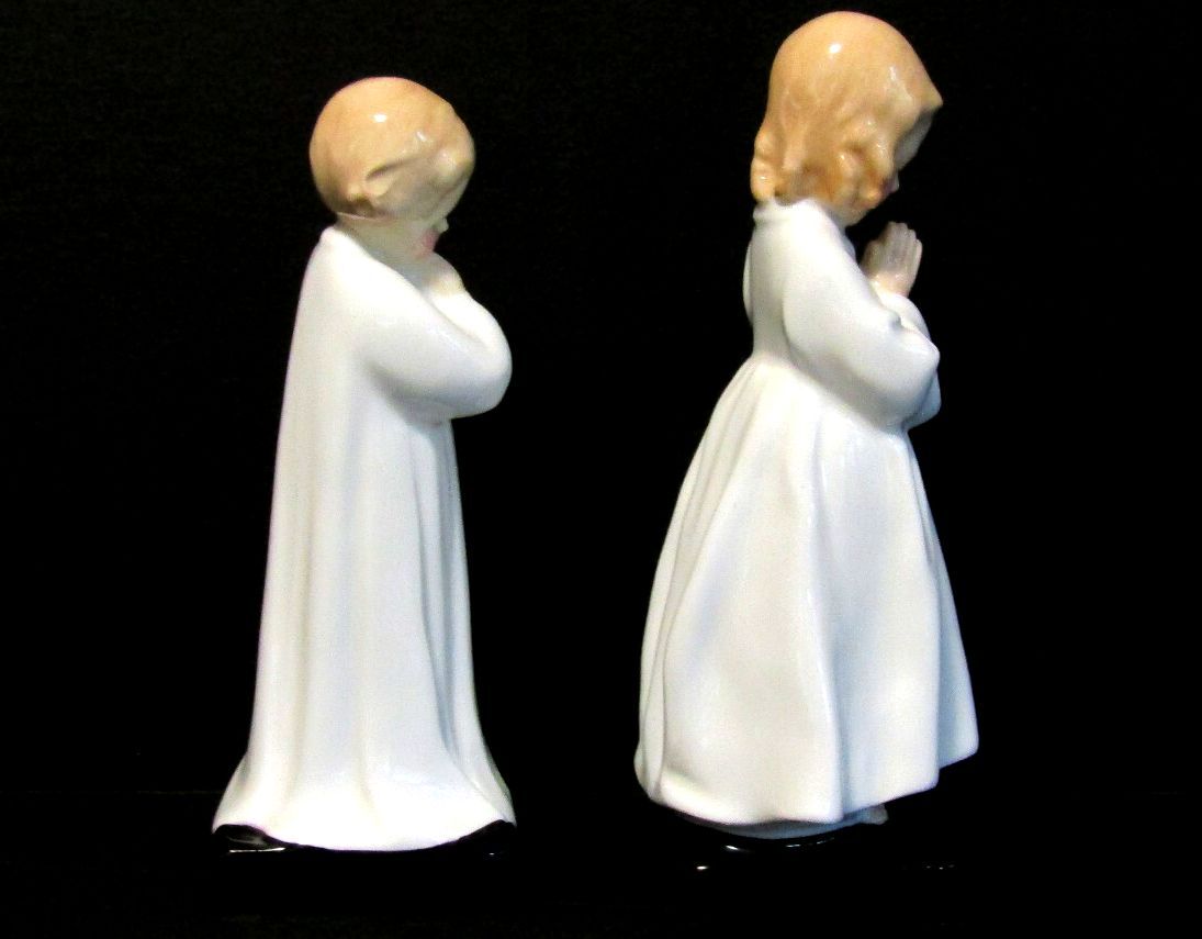 Vintage Royal Doulton Figurines Pair Darling & Bedtime Made in England 1940's