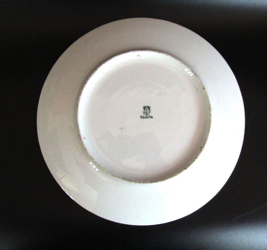 Antique J&C Jaeger Bavaria Porcelain Salad Plate Art Deco Pink Rose 8"
