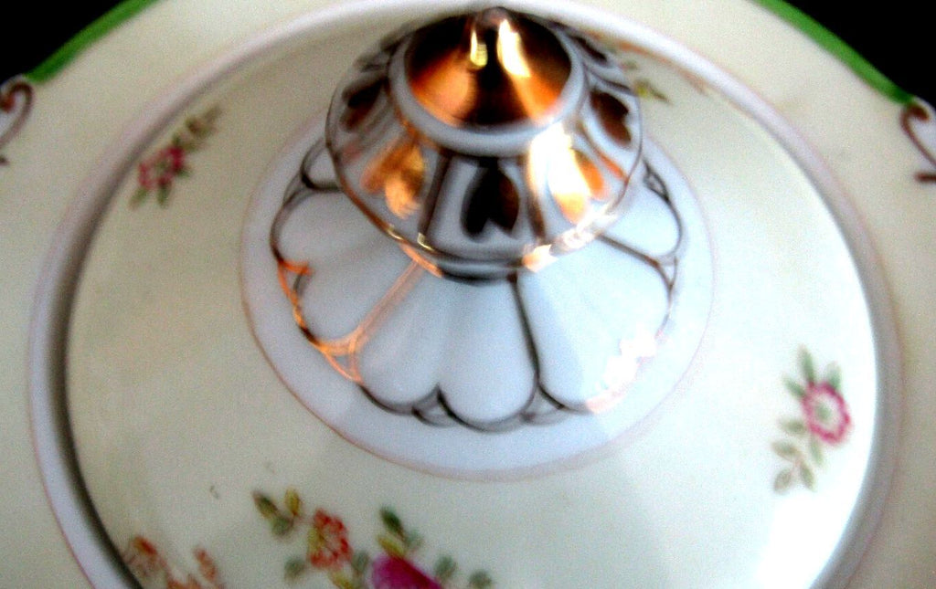 Rare Vintage MS Japan Porcelain Covered Cream Soup Bowl Dinner Plates 5pc Set