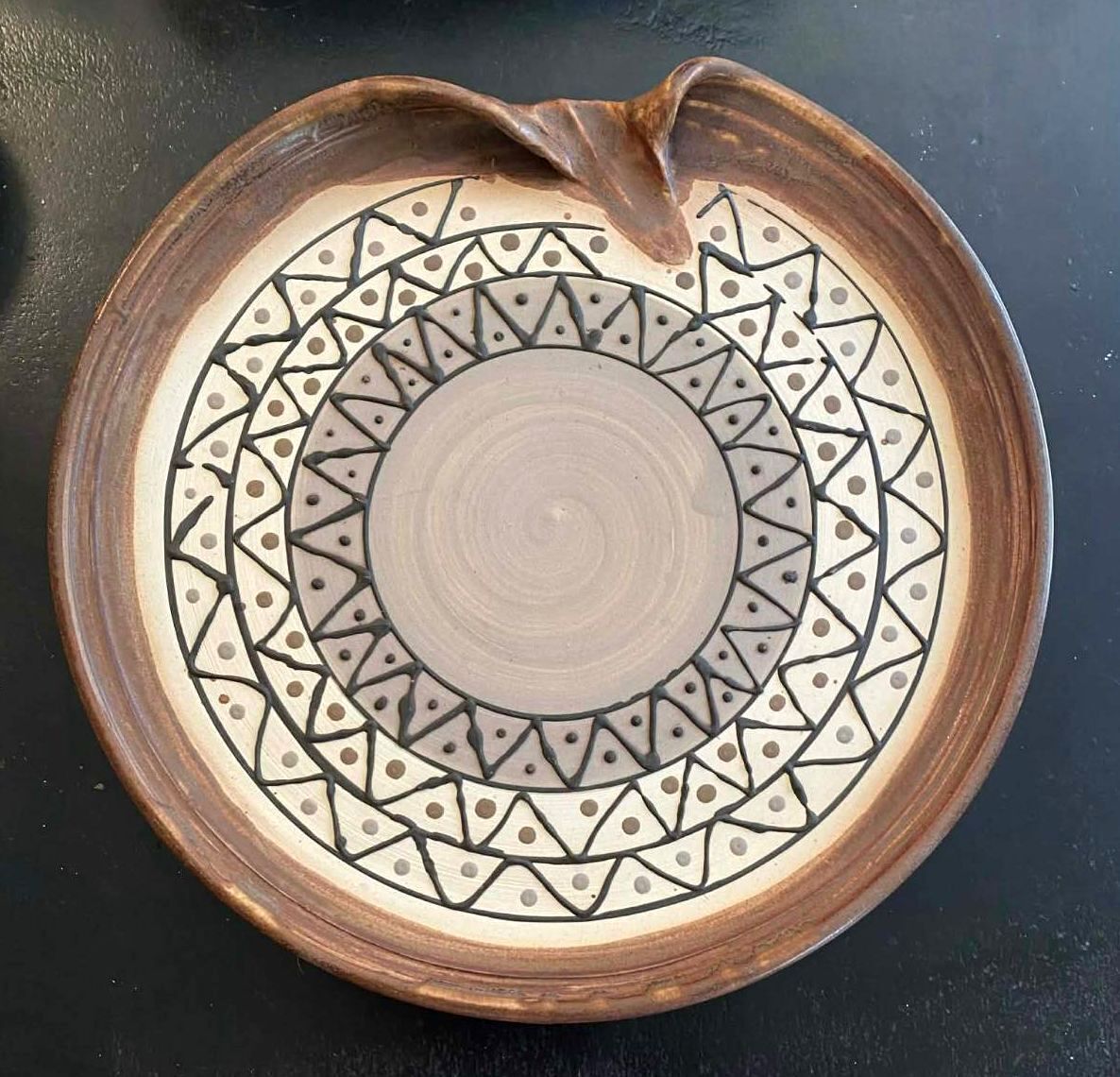 Tim Frederich Dublin Pottery 14" Large Stoneware Charger Platter Folded Rim Art