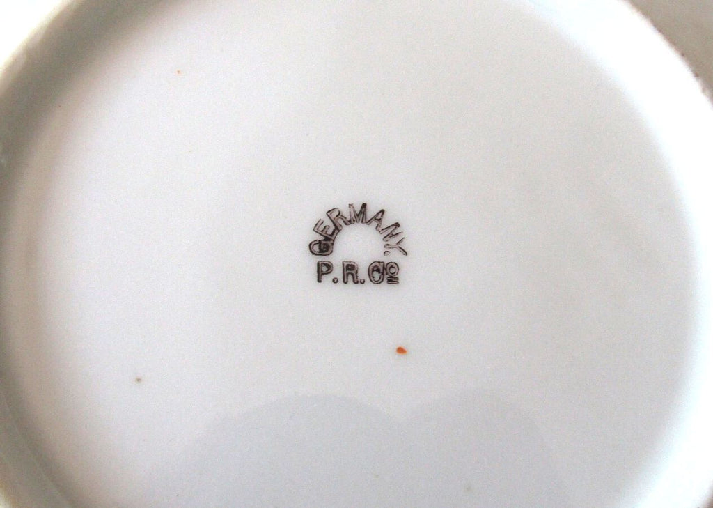 Antique P.R. Co. Germany Porcelain Plate, Fluted Swirl Rim Orange Blossom 1890s