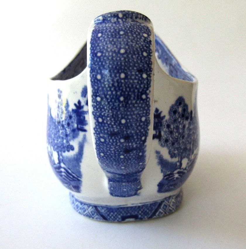 Antique Ridgway Blue Willow Gravy Boat 1832 Bow & Quiver Stamp England