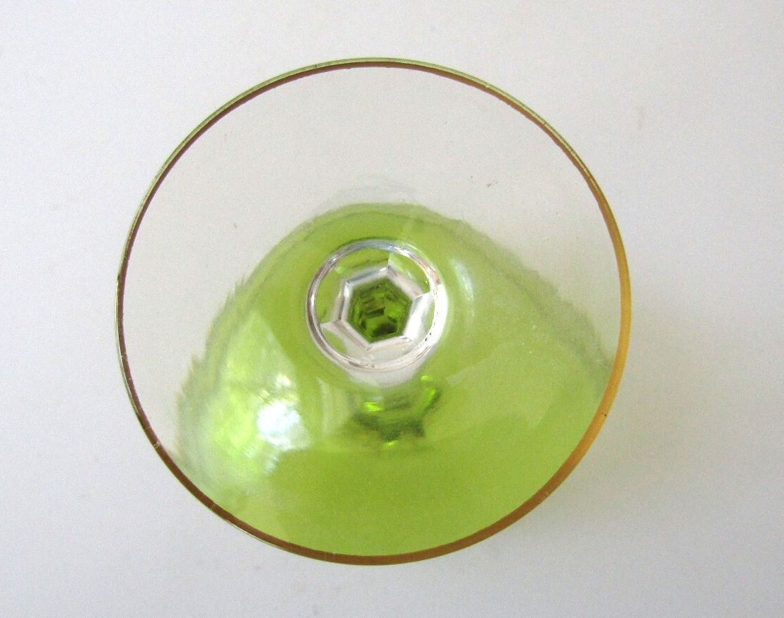 St. Louis Crystal Beethoven Chartreuse Green Cocktail Glass 4.25" Antique