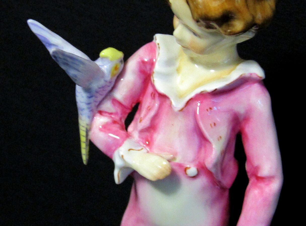 1930s Royal Worcester The Parakeet Figurine 3087 Pink Freda Doughty 6 7/8" Tall