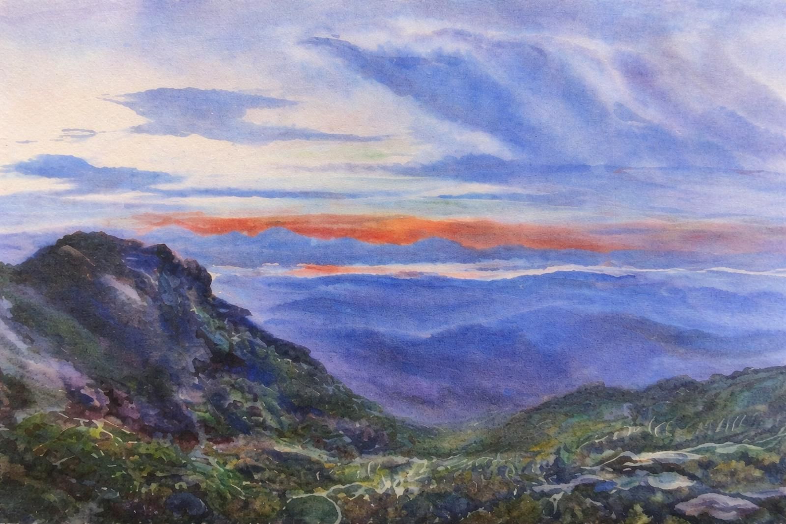 Robert Noel Blair Original Watercolor Landscape Painting Framed Mid Century Art