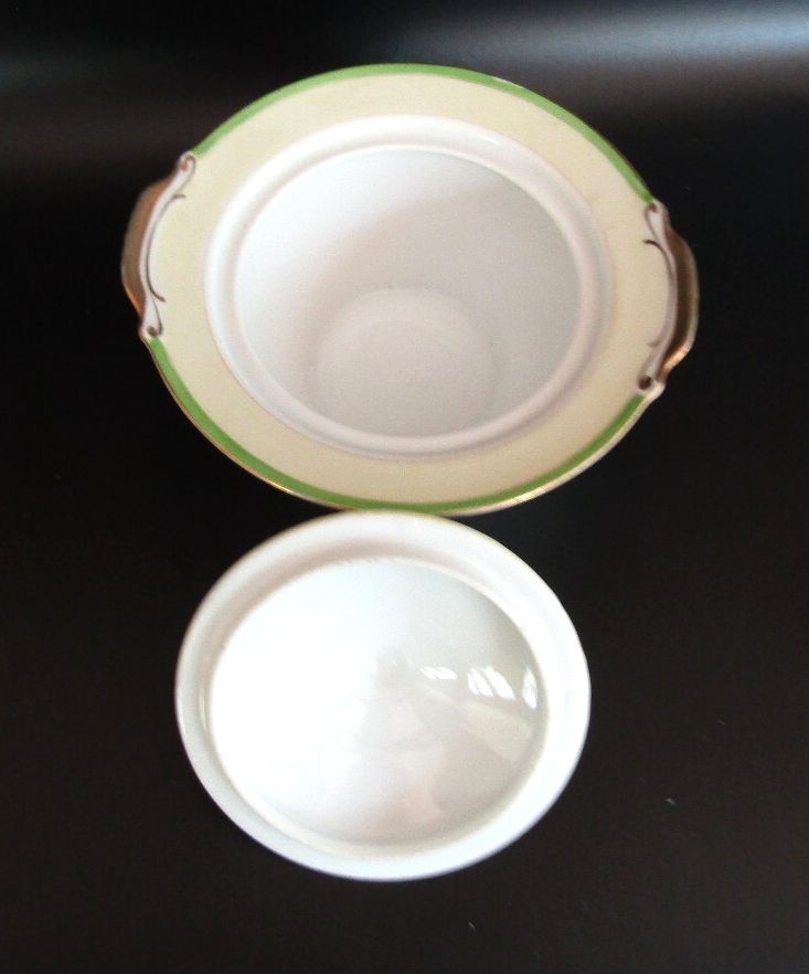 Rare Vintage MS Japan Porcelain Covered Cream Soup Bowl Dinner Plates 5pc Set