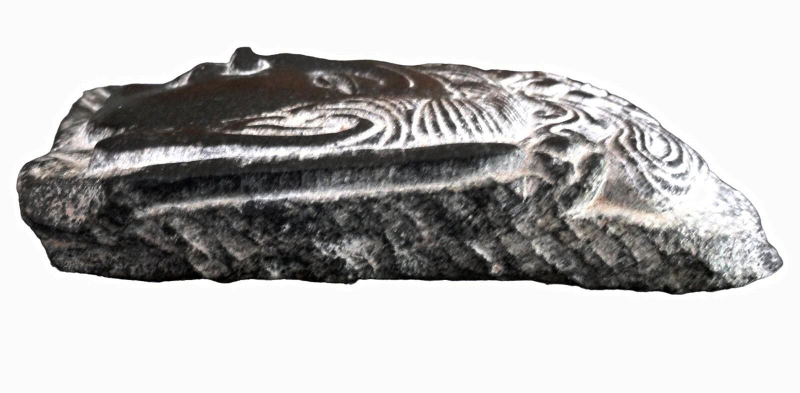 Antique Chinese Hand Carved Black Soapstone Plaque Apsaras Deva Fragment 6 Inch