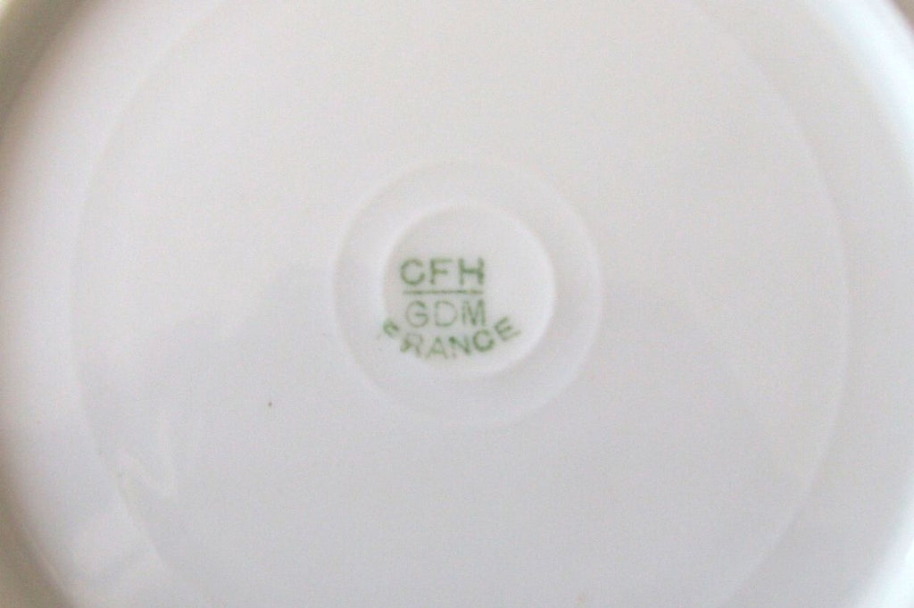 Antique CFH GDM Limoges France 6 1/8" White Swirl Gold Rim Bread Plate Pristine