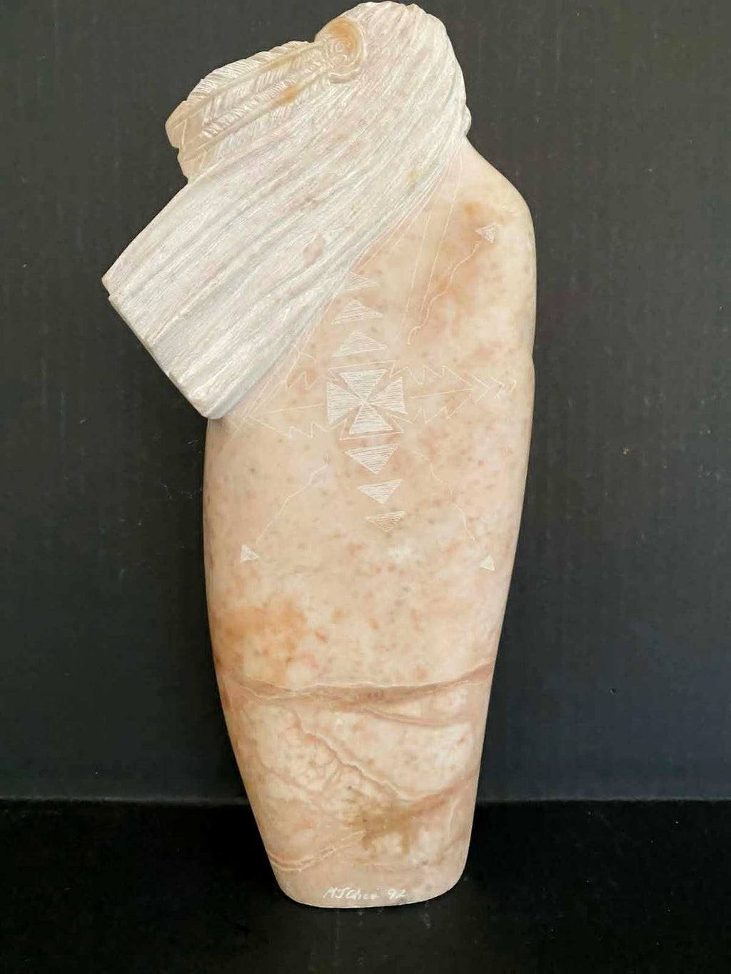 1992 Navajo Alabaster Sculpture Michael J Chee Native American Stone Art