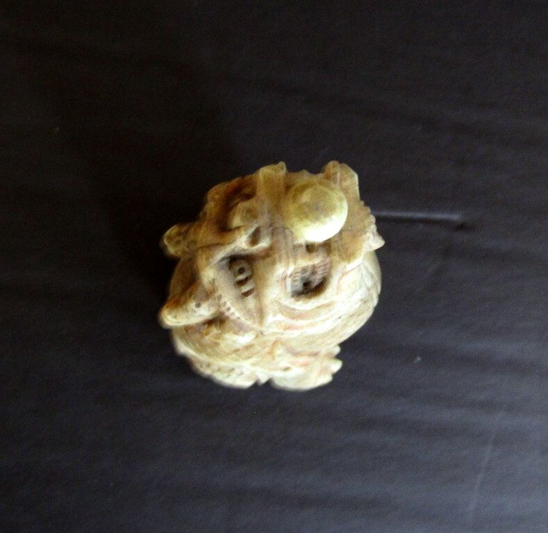 Vintage Carved Chinese Dragon Snuff Bottle Figural Fish Carp Longyu Asian Art