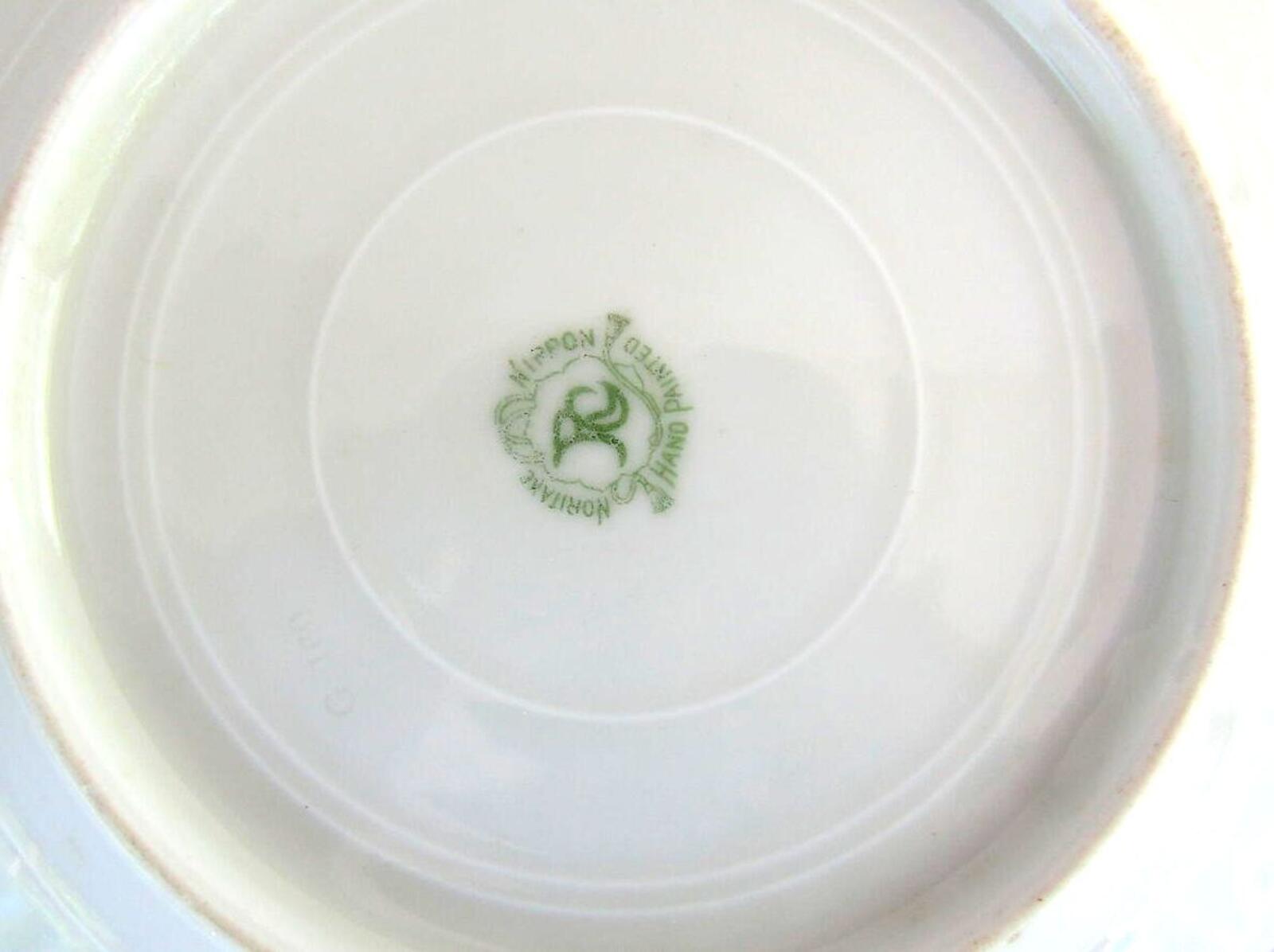 Antique Noritake RC Nippon Moriage Dessert Plates Pair Red Gold Scalloped