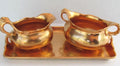 Vintage Osborne Studio Chicago Gold Encrusted Signed Platter Sugar Creamer Set