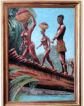 Vintage MCM Tribal Folk Art Oil Painting - Signed M.R. Stein NYC