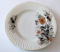 Antique P.R. Co. Germany Porcelain Plate, Fluted Swirl Rim Orange Blossom 1890s