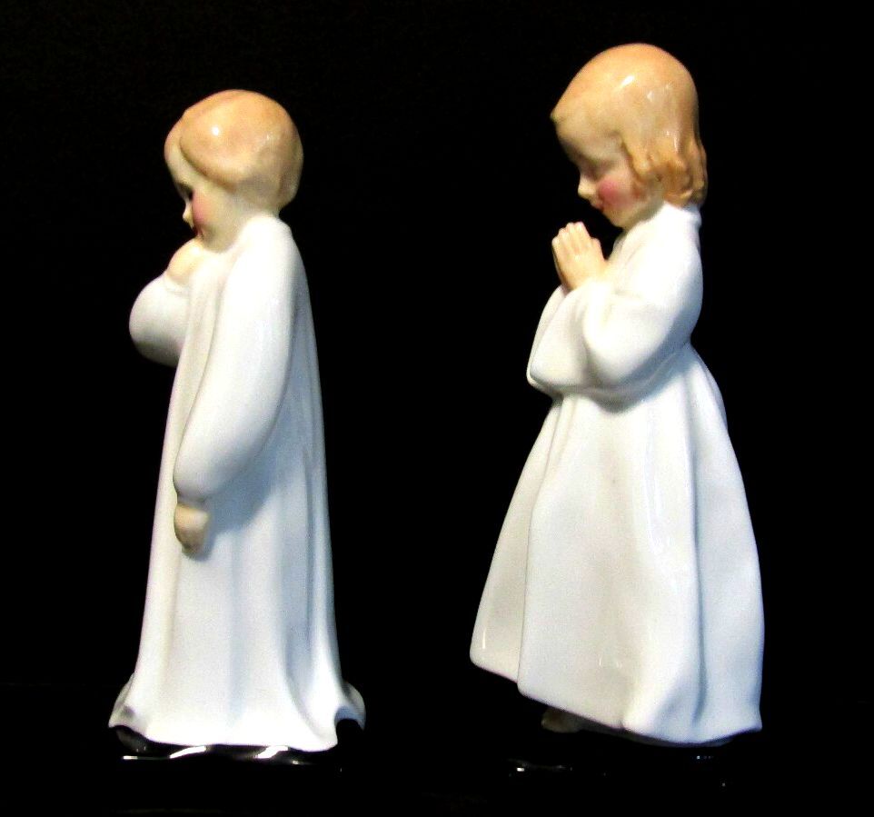 Vintage Royal Doulton Figurines Pair Darling & Bedtime Made in England 1940's