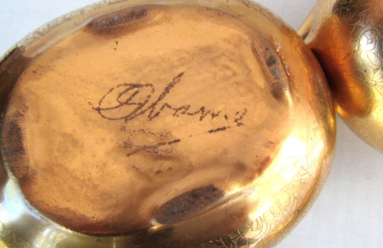 Vintage Osborne Studio Chicago Gold Encrusted Signed Platter Sugar Creamer Set